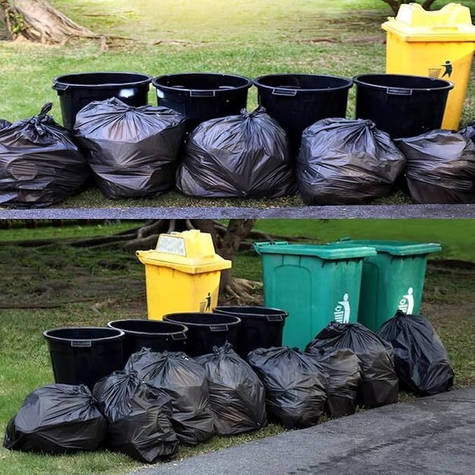 40-45 Gallon Lawn & Leaf Trash Bags, 50 Count Bulk, Black Garbage bags, Multi-purpose Trash Can Bin Liners for Home Commercial, Outdoor, Construction, Industrial