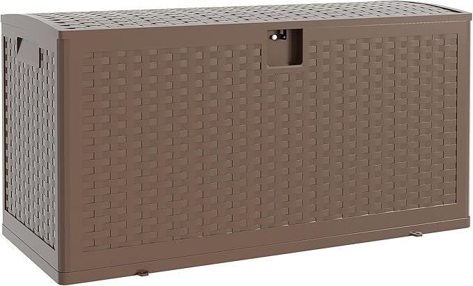 73 Gallon Outdoor Storage Box, Lockable Resin Deck Box Indoor and Outdoor Use, Waterproof Patio Deck Storage Box For Package Delivery, Furniture Cushions, Garden Tools, Pool Accessories