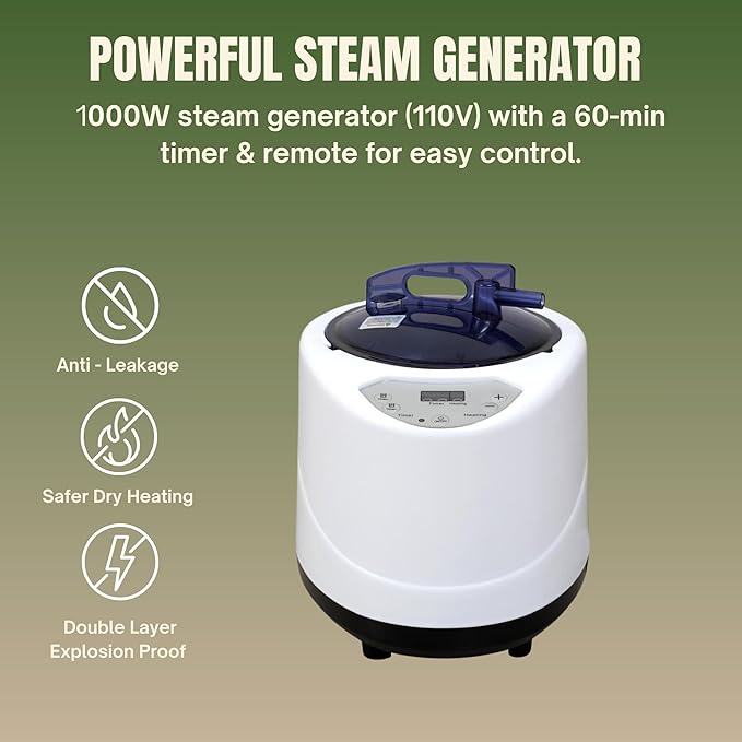 One Person Portable Steam Sauna Tent with 1000W/ 110V Steamer, 40” x 34” x 29”