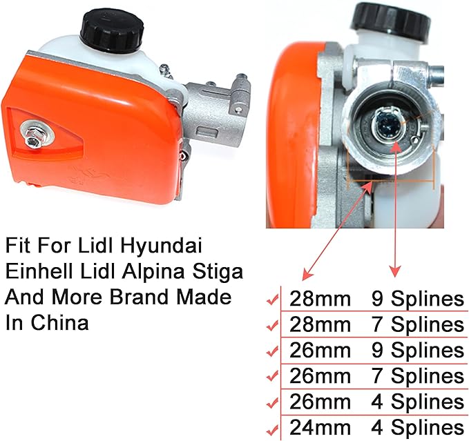 Pole Saw Gear Head Fit For Lidl Hyundai Einhell Lidl Alpina Stiga 26cc 33cc 43cc 52cc Multi Function Pole Saw Chainsaw (Tube 24mm Spline 4)