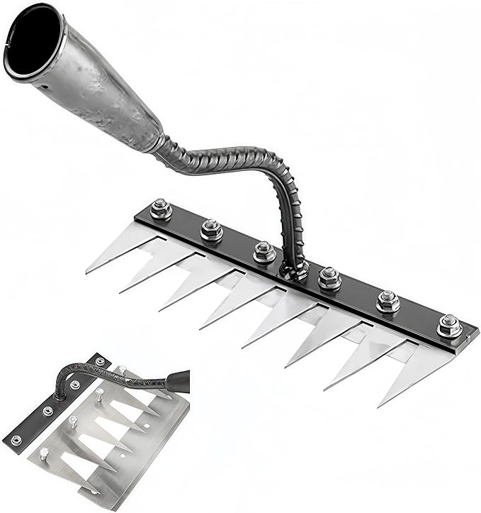 2025 New Gardening Hand Weeder Tool，Gardenia Iron Weeding Rake ，Manual Weeder Tool with Detachable Blades，Tool for Effortless Weed Removal， Flower Beds & Vegetable Patches (No Wooden Handle)