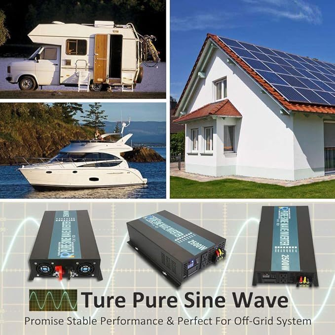 WZRELB RBP250024VCRT 2500W 24V 120V Pure Sine Wave Solar Power Inverter with Remote Control Switch