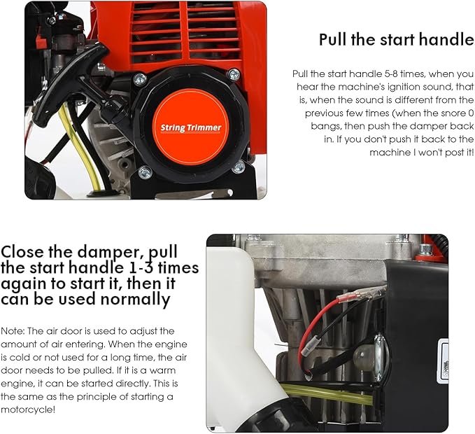 Powerful Gas String Trimmer,Full Functioning Guard Accessories Hedge Trimmer String Trimmers Lawn Mower 52CC Petrol Hedge Trimmer Chainsaw Brush Cutter from USA Red