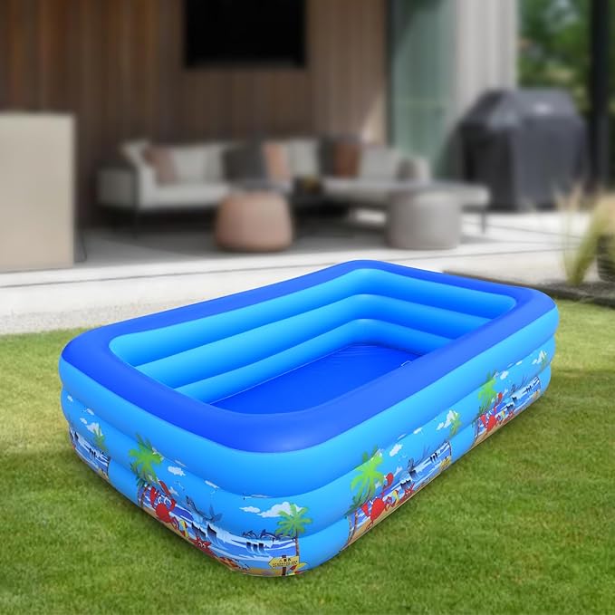 Baiao Inflatable Swimming Pool for Adults, Blow Up Pool for Backyard, Garden, Indoor, or Summer Outdoor Play Water Happy Family Time 78.8" x 49" x 20" (200CM)
