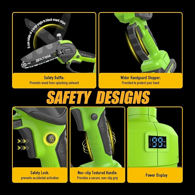 Mini Chainsaw, 6 Inch Mini Cordless Brushless Electric Chainsaw, 2×2.0Ah Batteries & Auto Oiler HandHeld Powered Chain Saw, for Tree Trimming Wood Cutting Garden and Yard Work