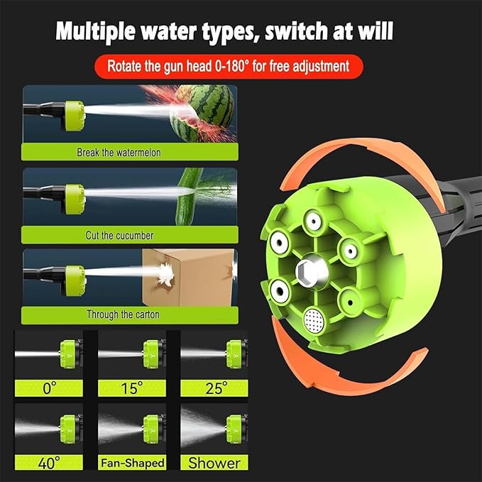 24V Cordless High Pressure Washer,Portable Power Washer with Rechargeable Battery 6-in-1 Nozzle,Handheld High-Pressure Car Washer Gun,2 Batteries,12M Long Range,Suitable for Car Washing,Farm Cleaning