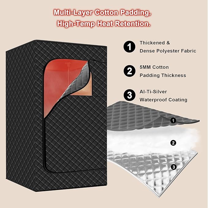Portable Infrared Sauna Tent, Dry Sauna Box with 1500W Graphene Heater and 2 Chairs, Smart Touch and APP Control, 1-2 Person Full Body Sauna Kit for Home Spa Relaxation