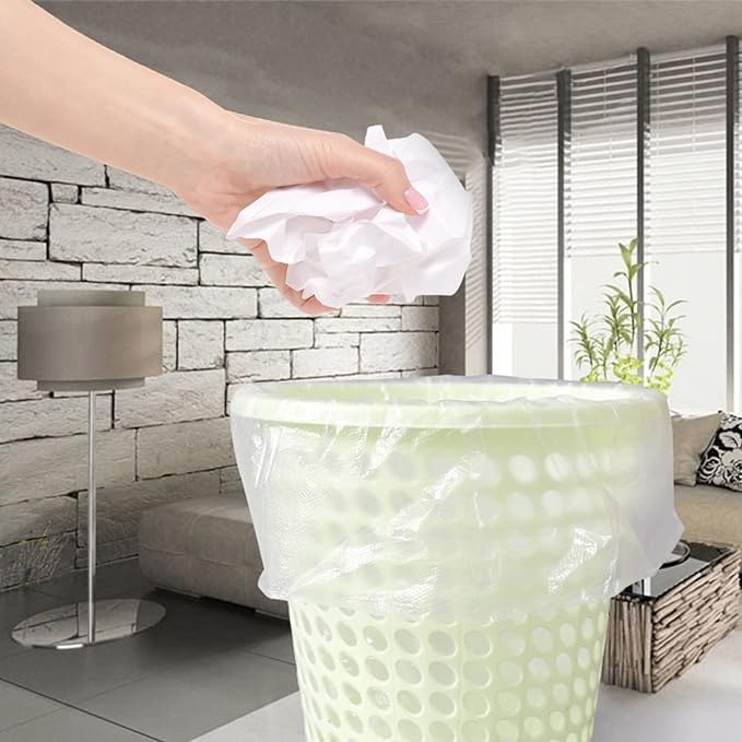 8 Gallon Trash Bags, 42 Counts, Flag Garbage Bags with No Flaps and No Ties, 55 * 70cm, 8g/pcs, Unscented, White