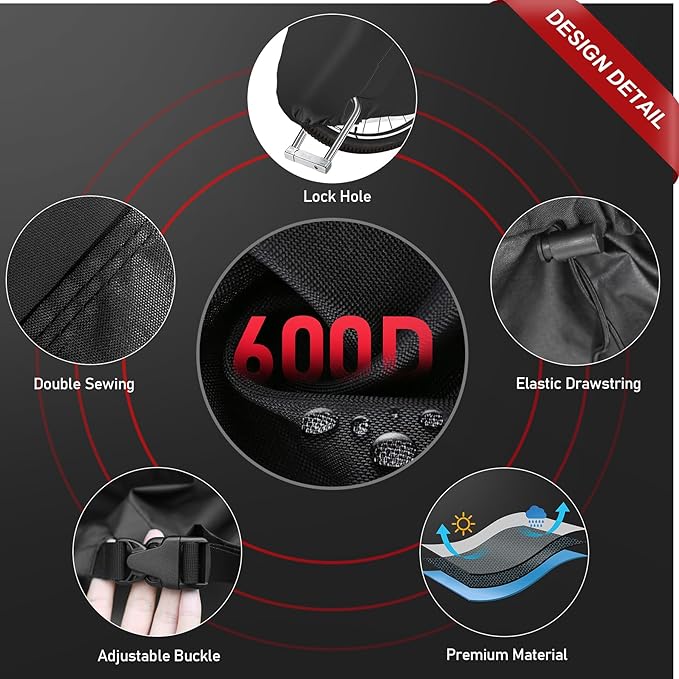 Zettum Bike Cover for 2 Bikes - 600D Bike Covers Outdoor Storage Waterproof & Heavy Duty, Bicycle Cover for 2 eBike, Mountain Bike, Road Bike, Hybrid Bike, Beach Cruiser Bike, Scooter and More