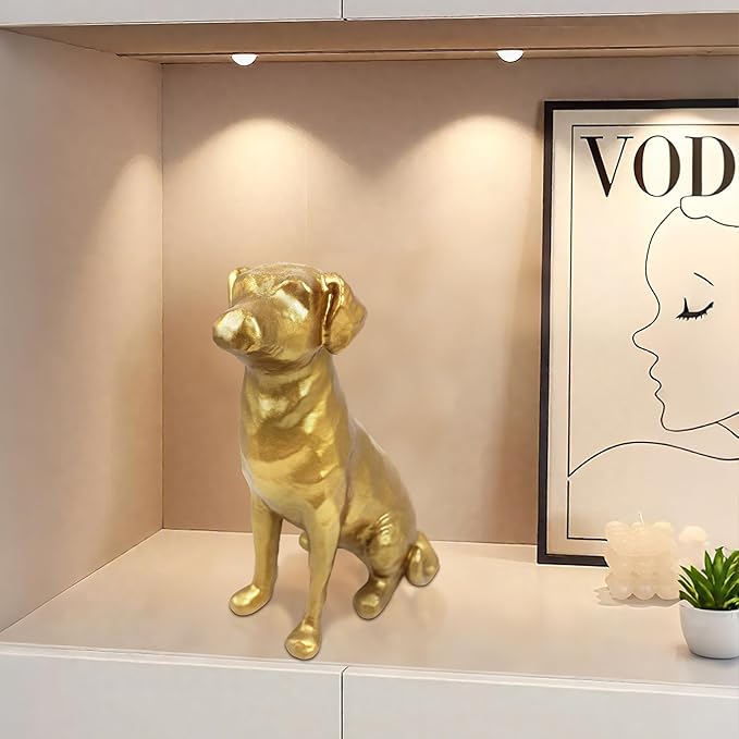 The Labrador Sculpture 11.5x7x5.5 inches, Dog Statue for Home Decor Accents, Gold Lab Retriever Figurine, Suitable for Coffee Table, Home Office Dining Living Room Entryway, Housewarming Birthday Gift