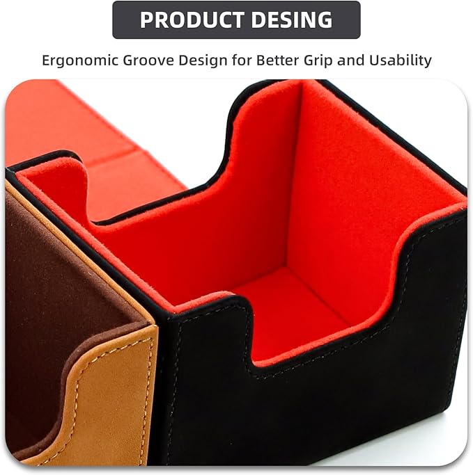 Magic Card Deck Box for MTG Single Deck Card Box fits 100+ TCG Sleeved Cards Soft Leather Card Box Top loading Card Boxes Magic Gift for MTG TCG CCG (Horizontal,Black)