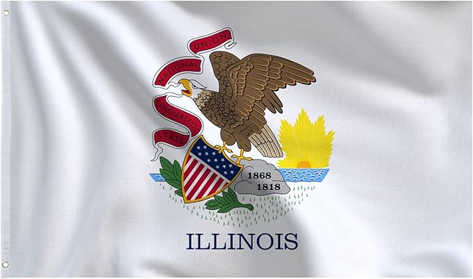 Bradford Illinois State Flag 3x5 ft Outdoor, 3 Ply Polyester Double Sided Illinois Flag Heavy Duty, IL State Flags with 2 Brass Grommets for Outsides House Long Lasting