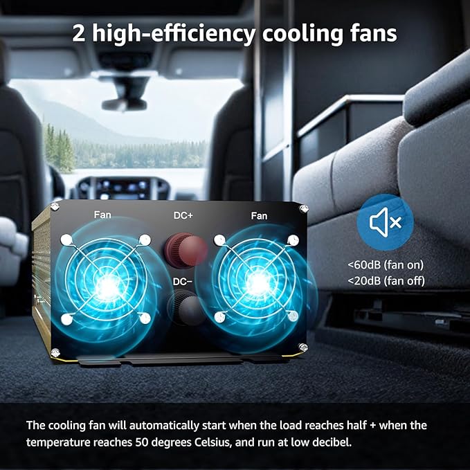 XWJNE 2000W Pure Sine Wave Power Inverter 24V DC to 120V AC Converter with LED Display and Remote Controller for Home, RV, Truck, Off-Grid Solar Power