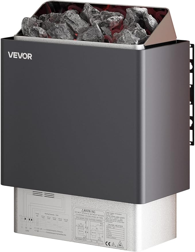 VEVOR Sauna Heater, 9KW 220V Electric Sauna Stove, Steam Bath Sauna Heater with External Digital Controller, 3h Timer & Adjustable Temp for Max. 317-459 Cubic Feet, Home Hotel Spa Shower FCC Certify