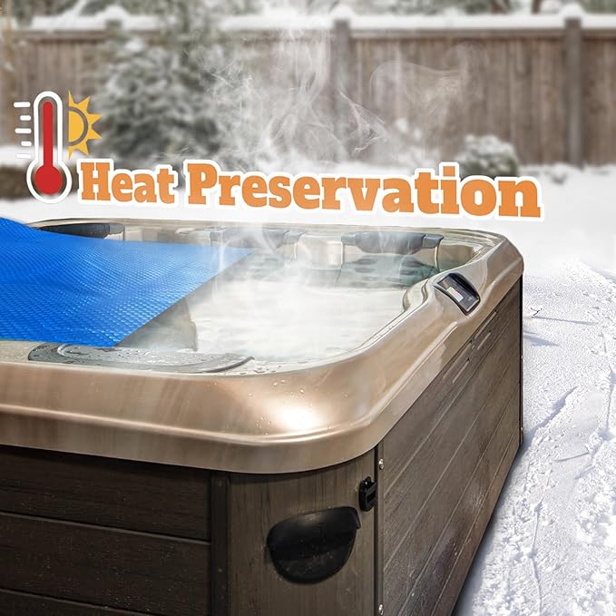 BigXwell Hot Tub Cover Spa Cover, 16-mil 6 x 6 Foot Square Solar Pool Cover Heavy-Duty Heat Retaining Solar Blanket Cover for Spa Hot Tub