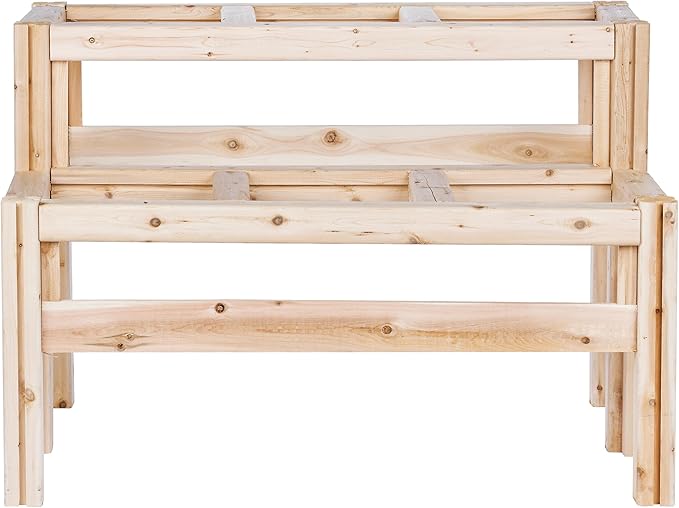 Greenes Fence Two-Tiers Six Bucket Elevated Cedar Wood Garden Frame, 43 in. x 30 in. x 30 in. - Made in USA with North American Cedar