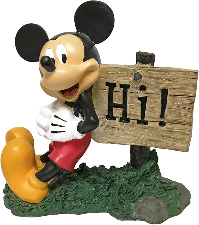 Disney Mickey Mouse Hi Sign Everyday Outdoor Garden Statue, 8 inches Tall, Officially Licensed Disney Product