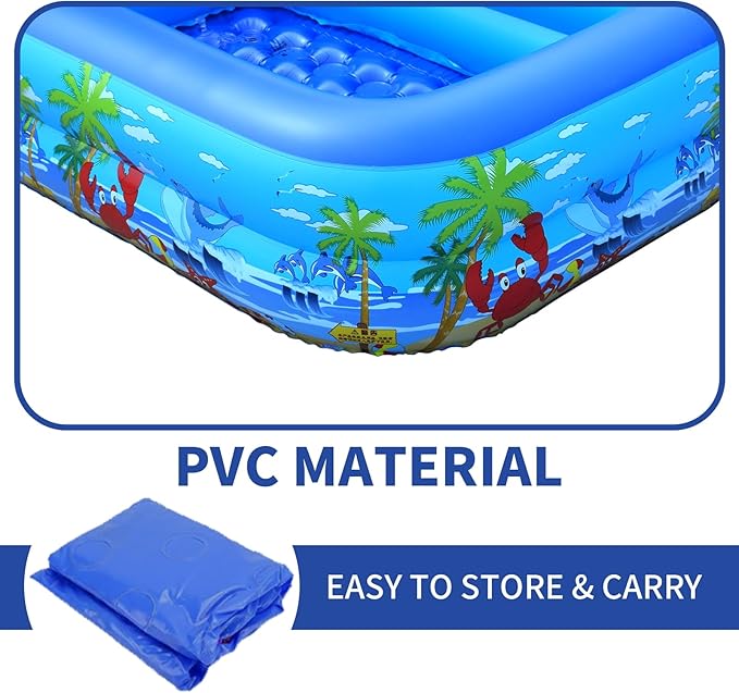 BaiaoInflatable Kiddie Swimming Pool for Adults and Kids, Blow Up Pool for Backyard, Garden, Indoor, or Summer Outdoor Play Water Happy Time