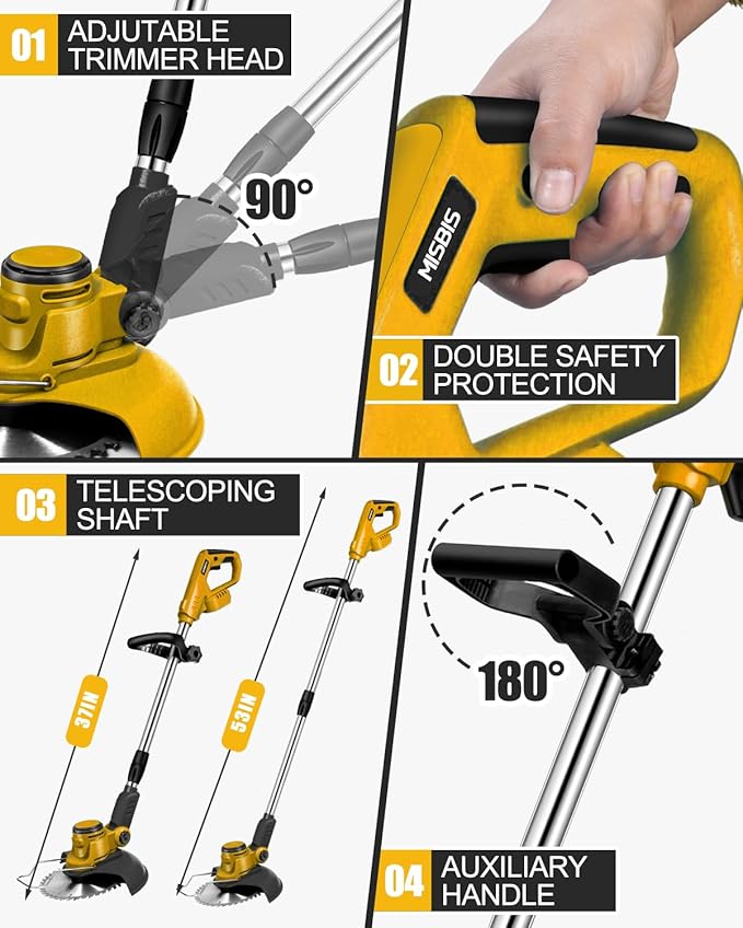 Cordless Weed Wacker for Dewalt 20V Battery(Battery Not Included), with 5 Types Blades, Brushless Motor, Lightweight Grass Trimmer/Brush Cutter for Lawn Yard Garden
