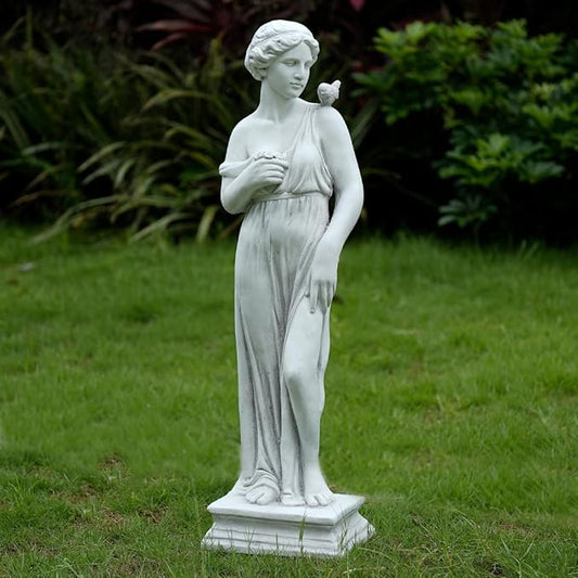 Outdoor Nymph Statues, 32Inch Garden Goddess Sculptures, Greek Mythology Roman Decor, Large Statues for Patio Yard Lawn Porch, Grey (Nymph-Grey)