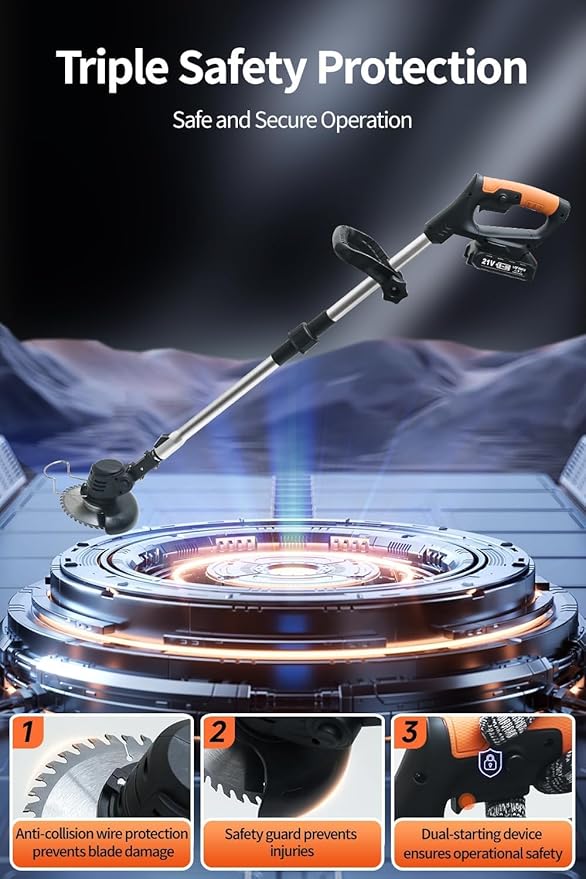 Cordless Weed Wacker,Electric Weed Eater,2 Batteries,Grass Trimmer Cordless,Black-A