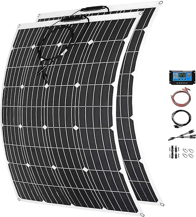 1000 Watt Flexible Solar Panel for RV, 2 × 500 Watt 12 Volt Solar Power Panel Kit with 40A Solar Charge Controller Monocrystalline Solar Panels for Camping Off Grid Car Battery Charging Boat
