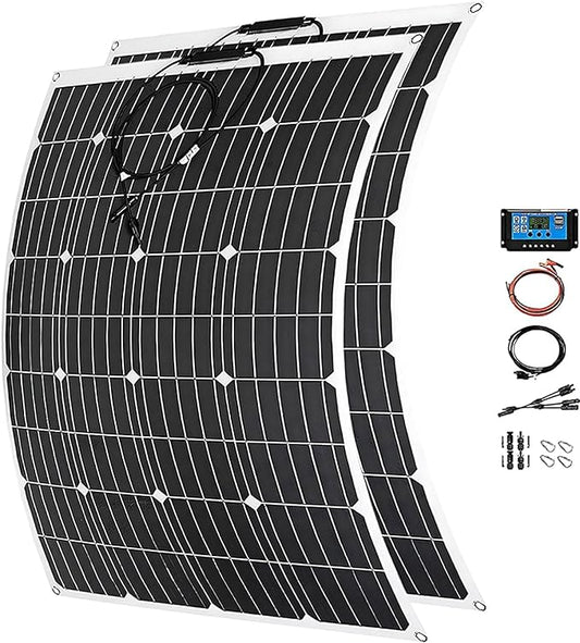 1000 Watt Flexible Solar Panel for RV, 2 × 500 Watt 12 Volt Solar Power Panel Kit with 40A Solar Charge Controller Monocrystalline Solar Panels for Camping Off Grid Car Battery Charging Boat