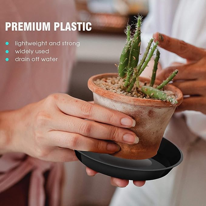 6 Pack Plant Saucer 4 6 8 Inch Plastic Plant Tray, Sturdy and Durable Flower Pot Container Accessories Plant Pot Saucers for Indoor and Outdoor (4 6 8 Inch, Black)