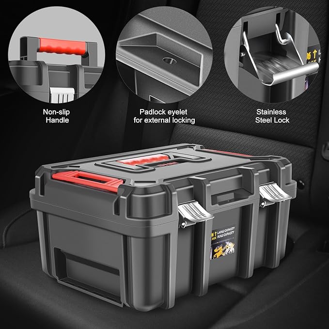 ‎DNA MOTORING Tool Box Lockable Organizer Storage Toolbox with Removable Tray for Workshop Garage & Household,Large Capacity,TOOLS-00309