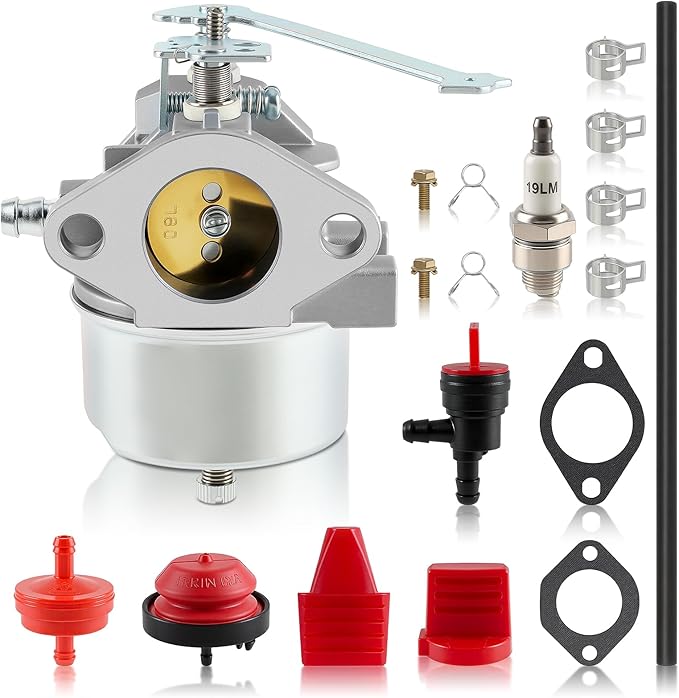 HH100 Carburetor 632424 with Fuel Filter Fuel Line for Tecumseh HH100 4 Cycle Horizontal Engine for Tecumseh HH120 Engine Snow Blower Carburetor Replacement