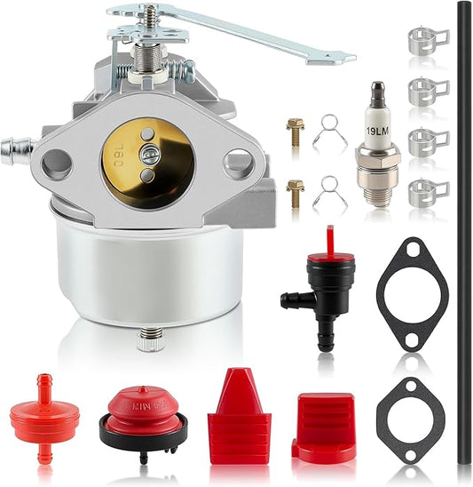 HH100 Carburetor 632424 with Fuel Filter Fuel Line for Tecumseh HH100 4 Cycle Horizontal Engine for Tecumseh HH120 Engine Snow Blower Carburetor Replacement