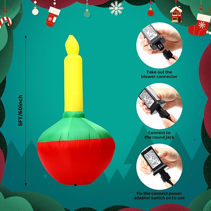 Soulchen 5ft Christmas Inflatable Bubble Light Outdoor Decorations Backyard Inflatables Bubble Light Built-in LED Lighted Christmas Blow up for Yard Garden Lawn Holiday Party Decor