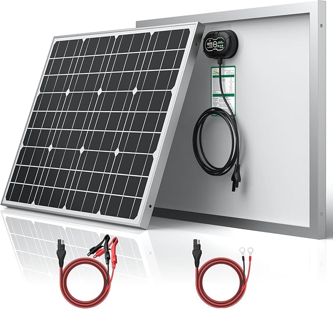SUNER POWER 12V 50W Solar Battery Charger Maintainer PRO, Built-in UltraSmart MPPT Charge Controller, Waterproof 50 Watt Solar Panel Charging Kit for 12Volt AGM, Deep Cycle, Lead-Acid, Lifepo4 Battery