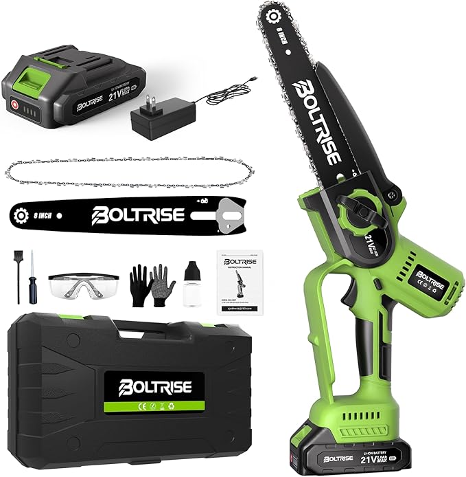 8 Inch Cordless Mini Chainsaw, 1000W Brushless Electric Chainsaw, 2000mAh Batteries & Auto Oiler Hand Held Powered Small Chain Saw, for Tree Trimming Wood Cutting Garden and Yard Work