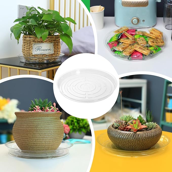 30 Pack Clear Plant Saucers for Indoors (4, 6, 8, 10, 12 inch) Flower Pot Saucers for Potted Plants Plant Plate Set Plant Trays for Indoors No Holes Plant Trays for Pots Bulk