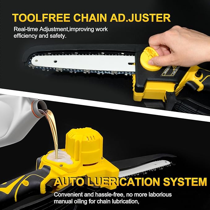 Mini Chainsaw, 8-Inch Battery-Powered Cordless Electric Handheld with Auto-Oiler System - Effortlessly Tackle Any Gardening Work