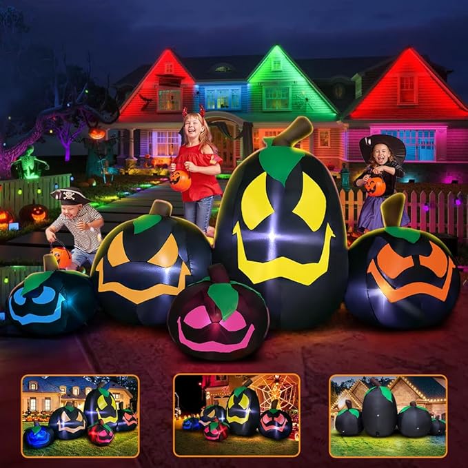 9FT Halloween Inflatables Decoration Outdoor, Pumpkin Inflatable Outdoor Decoration with LED Light, Halloween Inflatables Outdoor Decorations Blow up Pumpkin for Holiday Party Lawn Yard Garden Décor