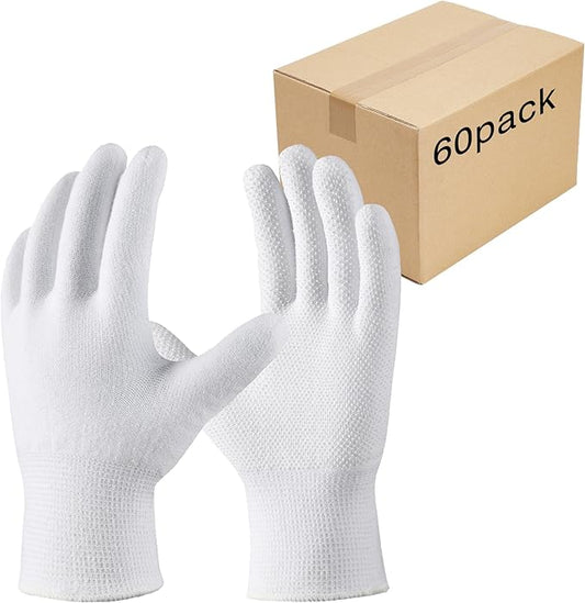 COOLJOB 12 Pairs Cotton Work Gloves with Non-Slip Grip Dots, Breathable Lightweight Gloves for Construction Gardening