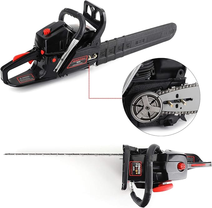 Topteng Gas Chainsaw 20 Inch, 62cc Bar Powered Engine 2 Cycle Gasoline Chainsaw Cutting Wood Gas Sawing Aluminum Crankcase Chain Saw