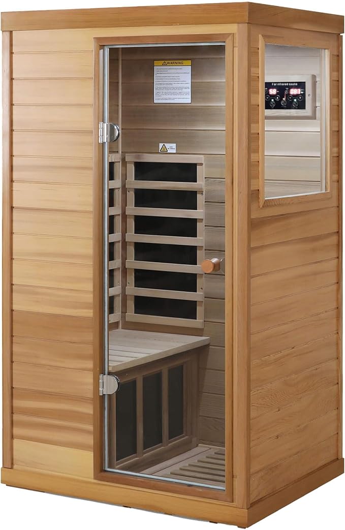 Saunas 909Mini Far Infrared Sauna, Indoor Dry Sauna (Red Cedar, 1 Person Mini Size Right Door)