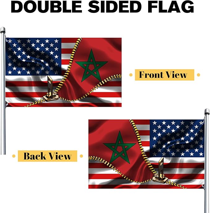 Vintage American America Usa Morocco Moroccan Flags For Outside Yard 3x5 Ft Double Sided Printed 100d Polyester Lightweight Garden Welcome Outdoor Banner Brass Grommets