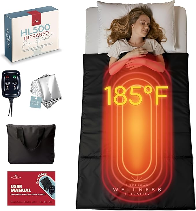 Sauna - Portable Sauna for Home - Infrared Blanket for Detox, Weight Loss & Relaxation, Dry Heat Therapy Bag, Personal Wellness at-Home Wraps with Adjustable Temp 95-185°F. 110V 500 Watts, 71" x 36"