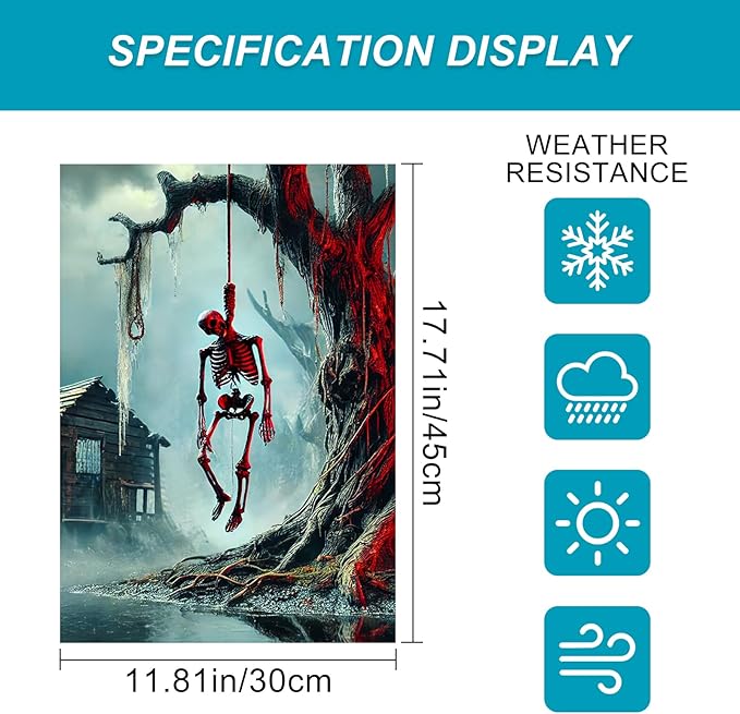 Halloween Horror Garden Flag 12x18 Inch Hanging Skull Swamp Tree Flag Outdoor Yard Decorations House Banner Porch Lawn Patio Home Decor