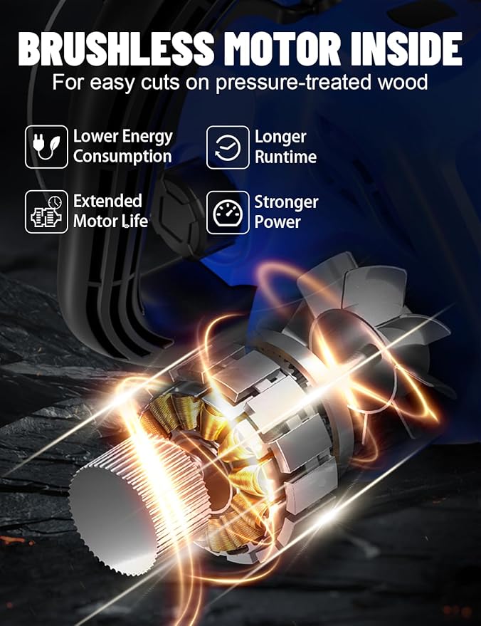 AZZUNO 12 Inch Electric Chainsaw Cordless With Tool-Free Chain Tensioning and Auto Lubrication, Brushless Battery Powered Chain Saw Kit For Tree&Wood Cutting,Battery and Charger Included.