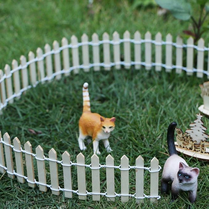 35 Inch 2-Pack Miniature Fairy Garden Fence Wood Decorative Ornament Fence for Dollhouse Succulent Plant Pot DIY Diorama Project Height 2 inch (White)