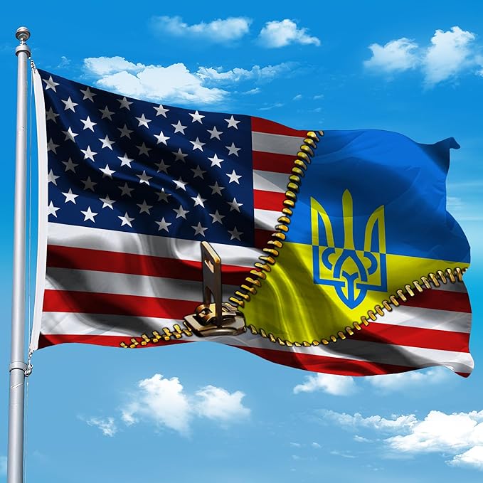 Vintage American America Usa Ukrainian Ukraine Flags For Outside Yard 3x5 Ft Double Sided Printed 100d Polyester Lightweight Garden Welcome Outdoor Banner Brass Grommets
