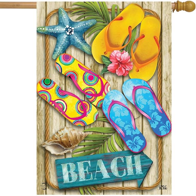 Briarwood Lane House Flag 40x28 For Outdoor Flip Flops Beach Summer For Summer House Flag