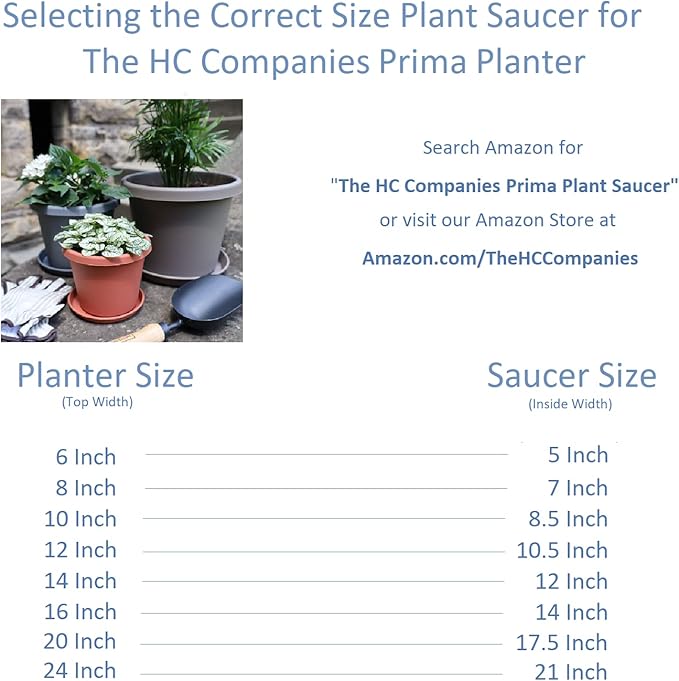 The HC Companies 8.5 Inch Round Prima Plastic Plant Saucer - Indoor Outdoor Plant Trays for Pots - 8.90 Inchx8.90 Inchx1.02 Inch in Warm Gray