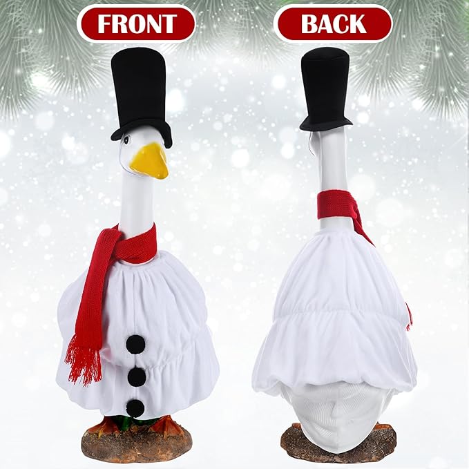 Cozypower Christmas Porch Goose Outfits Clothes for Plastic 23'' Cement Goose Duck Lawn Yard Decorations(Snowman)