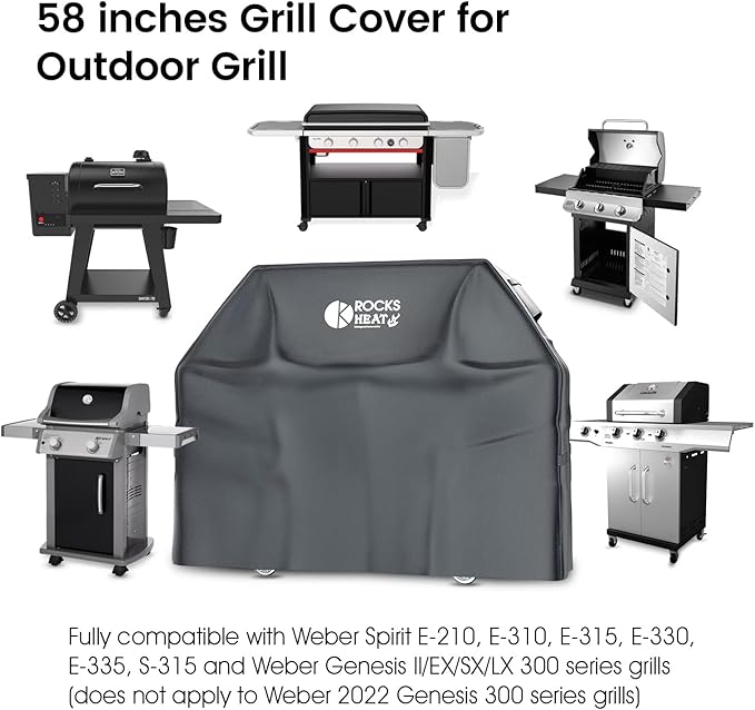 Grill Cover 58 inch Cover for Outdoor Grill 600D Heavy Duty BBQ Cover Waterproof, Weather Resistant & Fade Resistant Gas Grill Cover for Weber Charbroil Nexgrill Dyna-Glo Brinkmann